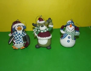 Arte en masa de 3" pingüino adornos de Navidad vientre redondo muñeco de nieve y oso arcilla polimérica - Imagen 1 de 2