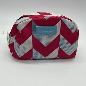 Bolsa de Maquillaje Clinique Cosméticos Rosa y Azul Chevron Nueva Defectuosa - Imagen 1 de 7