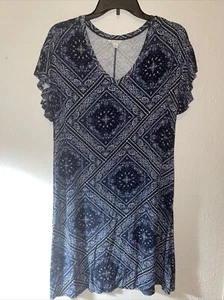 Charming Charlie’s Bandanna T Shirt Dress Womens Size Medium Color Blue - Picture 1 of 5