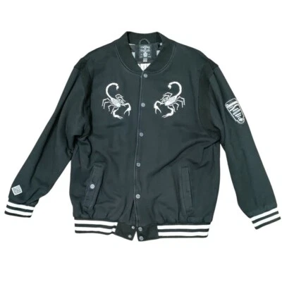 Chaqueta de bombardero universitaria Crooks and Castles manga larga Preppy negra para hombre talla M Foto 1 de 4