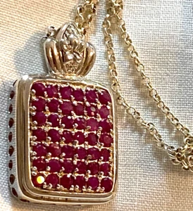 Stunning SX Italy 925 Sterling Silver 18” Pronged Red Gems Necklace 004-126 - Picture 1 of 14