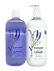 Crabtree & Evelyn LAVENDER Bath and Shower Gel + Body Lotion-16.9 oz LOT - Picture 1 of 1