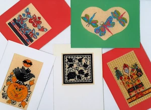 Cartas, cartas, cartas II - libélula, Santa, hojas y más - gráfico de punto de cruz - Imagen 1 de 2