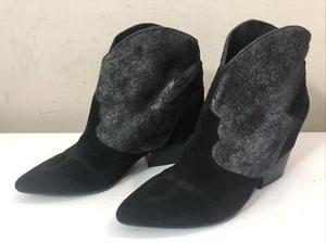 Women's Lola Cruz Black Suede Gray Horsehair Cowboy Boots Size 5.5 - Picture 1 of 12