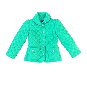 Polo Ralph Lauren Jacket Quilted Green Puffer Snap Winter Pockets Pony Girls 5 - Picture 1 of 15