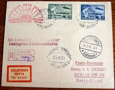 Brief Leningrad Eisbrecher Malyguin Berlin Polarfahrt LZ 127 Graf Zeppelin (2279 - Bild 1 von 2