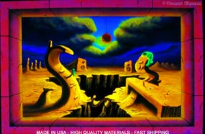 Vintage Blacklight Poster UV Cool Psychedelic Trippy Glow Art signed by Monaco - Picture 1 of 3