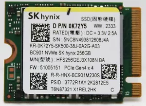 SK Hynix 256GB SSD NVMe SSD Solid State Drive Dell 0K72Y5 Gen 4 - Picture 1 of 1