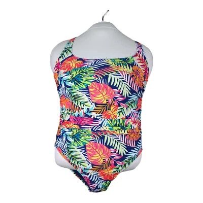 Traje de baño Caribbean Joe fruncido de una pieza talla 12 hojas de palma adelgazante $108 Foto 1 de 4