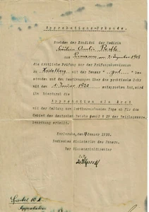 Certificato di approvazione medico per donna Amelie Bestle studio femminile 1920 Karlsruhe - Foto 1 di 2