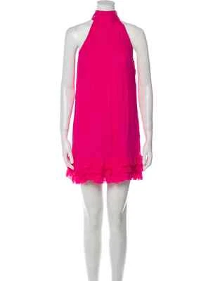 Tibi Shift Dress Women XS Pink 100% Silk Ruffle Sleeveless Lightweight Mock Neck - Image 1 of 3