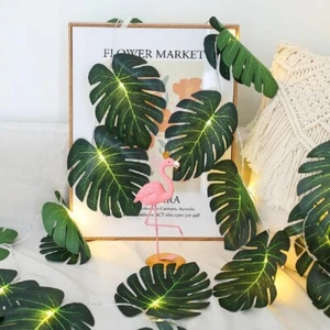 20 LED Tropical Artificial Palm Leaves String Lights B Monstera Leaf - Picture 1 of 10