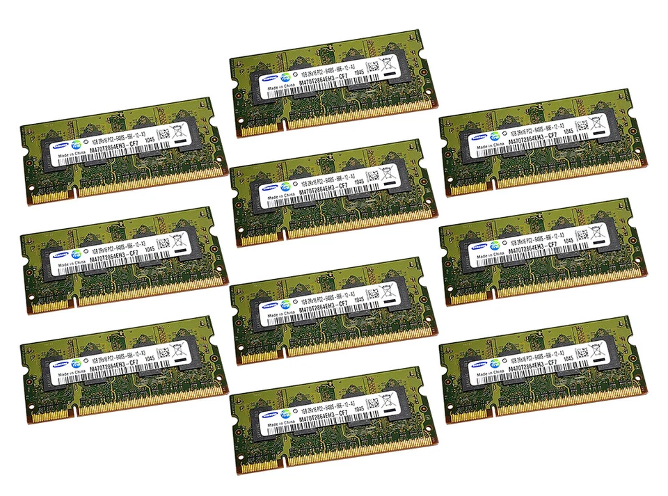 LOT OF 10 SAMSUNG 1GB DDR2 PC2-6400 800MHZ NON-ECC LAPTOP RAM M470T2864EH3-CF7 - Image 1 of 2