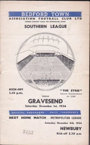 Bedford Town V Gravesend & Northfleet 1956/57 01-12-1956 Liga del Sur - Imagen 1 de 1