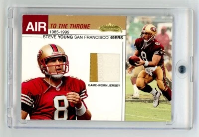 2002 Fleer Air To The Throne Steve Young Game Used Patch Jersey SP 1/50 HOF - Image 1 of 2