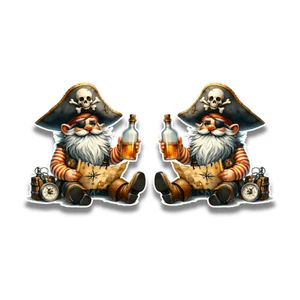 2x kleine Piraten Kapitän Wichtel Schatzkarte Vinyl Aufkleber Abziehbild Sammelalbum 60x58mm - Bild 1 von 1