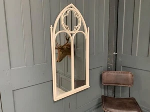 Brand New Boxed Metal Framed Gothic Arched Mirror in White - Picture 1 of 1