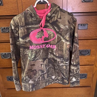 Womens Mossy Oak Pink Embroidered Logo Hoodie Sweatshirt Sz Small - Image 1 of 2