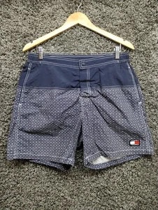 Tommy Hilfiger Badehose Erwachsene Large blau kariert Stern gepunktet Spruch Logo - Bild 1 von 10