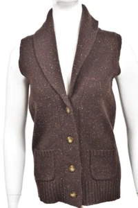 BCBGMaxazria Mujer Suéter Talla XS Marrón Chaleco Moteado Cárdigan Sin Mangas - Imagen 1 de 4
