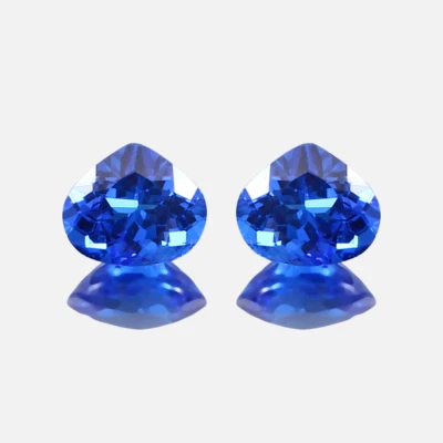 AAA 10x12 MM Natural Cornflower Blue Spinel Heart Shape Loose Gemstone Cut 2 Pcs - Image 1 of 4