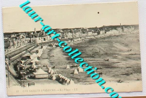 CPA ANIMÉ 85 VENDEE LES SABLES D'OLONNE - LA PLAGE 1923 VILLE VACANCES TENTE MER - Picture 1 of 1