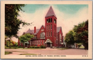 Postcard St. Thomas Ontario Central United Church Elgin County - Bild 1 von 2
