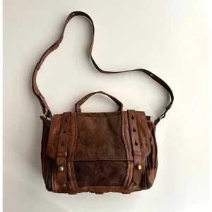 Olivia Harris Joy Gryson Crossbody Messenger Distressed Brown Leather Bag Purse - Picture 1 of 16