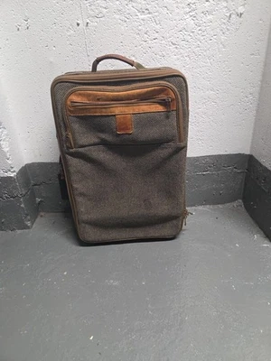Maleta con ruedas vintage HARTMANN TWEED cuero ribete equipaje de mano 2 ruedas 20" Foto 1 de 4