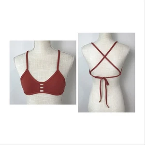 Jolyn Tomcat Bikini Top Small Sienna Clay Red Swim Athletic Training Tie Back - Picture 1 of 10
