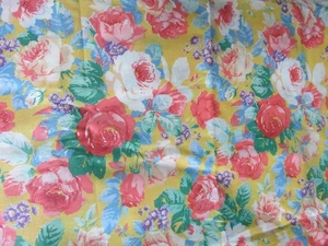 COLORFUL ROSE CLUSTERS ON DARK YELLOW BACKGROUND - FABRIC - 3 YARDS - Picture 1 of 1