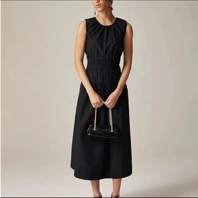 Vestido jacinto para mujer J Crew en popelina de algodón 3x negro Foto 1 de 4
