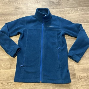 COLUMBIA Boys Steens Mountain Fleece Jacket Blue Full Zip Pockets Size L (12/14) - Picture 1 of 10