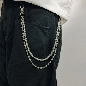 Hombres Punk Cuentas Metal Billetera Cadena Eslabones Cartera Dije Llavero Jeans Pantalones Cadena - Imagen 1 de 19