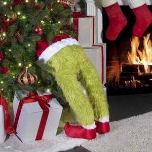 33" Grinch Fuzzy Legs Christmas Tree Accessory Fun Holiday Decorative Garland - Picture 1 of 8