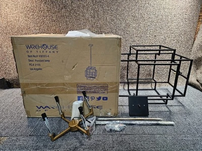 Colgante Interior Almacén de Tiffany 15" 4 Luces Regulable Metal Rectángulo Negro Foto 1 de 4