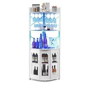 OneBlis Corner Bar Cabinet with Power Outlet,5-Tier Industrial Wine Cabinet w... - Picture 1 of 7