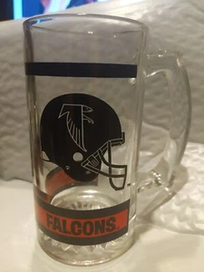 Vintage NFL Atlanta Falcons Logo Glass Cup 12 Oz Beer Mug Stein Retro RARE set 2 - Picture 1 of 6