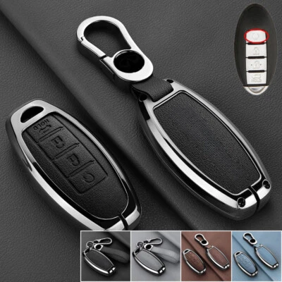 Zinc Alloy Leather Car Key Fob Case Cover For Infiniti Q30 Q50 Q60 Q70 QX50 QX60 Foto 1 de 4