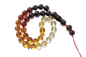 ISLAMIC 33 PRAYER BEADS 22gr 10mm GENUINE BALTIC AMBER TASBIH MISBAHA RAINBOW N2 - Picture 1 of 9