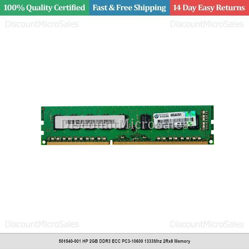 501540-001 HP 2GB DDR3 ECC PC3-10600 1333Mhz 2Rx8 Memory - Image 1 of 1