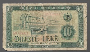 1976 Albania Albanian Paper Money, 10Leke. Used - Bild 1 von 2