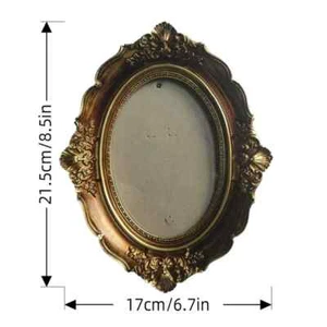 Vintage Baroque Oval Photo Frame Antique Tabletop Wall Resin Decoration Ornate ~ - Picture 1 of 5