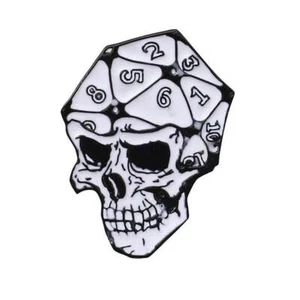 D20 Skull Dice Pin - Dungeons & Dragons Brooch - Picture 1 of 3