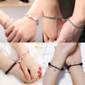 2 Pcs Friend Lover Couple Friendship Bracelet Gift Matching Charm Bangle Jewelry - Picture 1 of 43