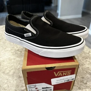 Talla 7.5 - VANS Classic Slip-On Negro Blanco | ¡¡¡VNDS!!! Zapatos de skate - Imagen 1 de 14