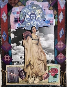 Original Art Collage Beautiful Woman Signed By Artist Framed OOAK - Picture 1 of 6