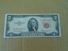 $2 Two Dollar Bill Series 1953 C Red Seal Federal Reserve Note Old Currency