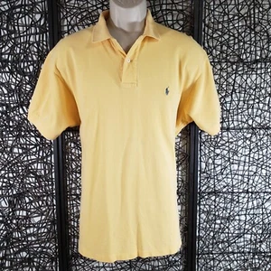 RALPH LAUREN POLO MENS SHORT SLEEVE PULLOVER 2 BUTTON SHIRT SZ. L YELLOW COTTON - Picture 1 of 8
