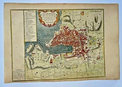 MARSEILLE FRANCE 1705 NICOLAS DE FER NICE RARE ANTIQUE PLAN 18TH CENTURY - Image 1 of 4
